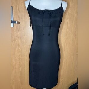 Charlotte Russe Vintage Made in the USA black Dress adjustable tie front